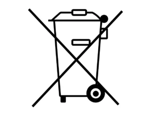 przekreślony kosz - symbol selektywnej zbiórki umieszczany na elektroodpadach i bateriach